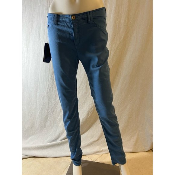 $215 NWT Authentic Armani Jeans Pants Stretch Skinny Leg Low Rise Blue Size 30 - Picture 1 of 9